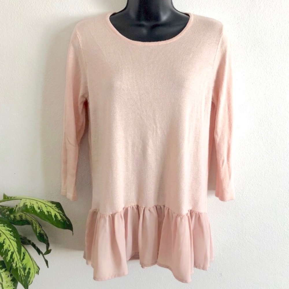 Dalia Small blush pink long-sleeved ruffled top